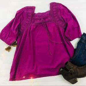 Venezia Plus Size Peasant Boho Blouse - Size 22/24